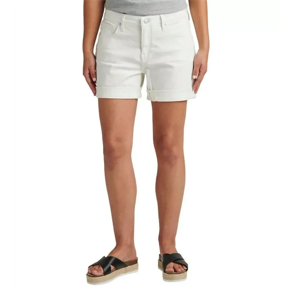 JAG Women's Alex Mid Rise Boyfriend Shorts White Denim Size 16 Inseam 5 - Picture 3 of 9